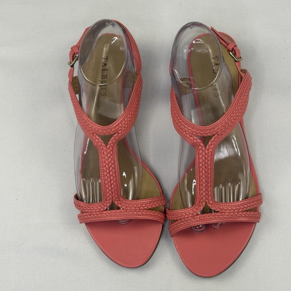 Talbots Sun Kissed Cora Braided Pink Leather Wedge Slingback Sandals 10